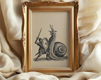 Medieval Knight art print: Engraving Print Historic wall decor