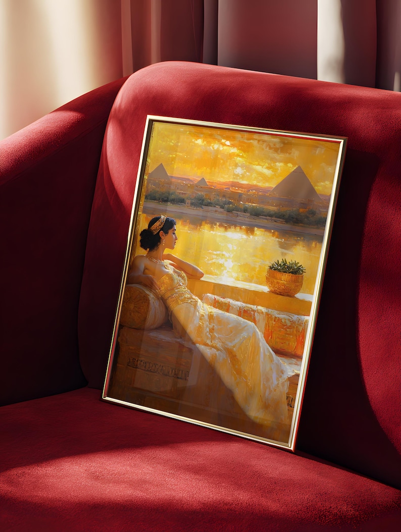 Cleopatra Art Print: Egyptian Queen, Pyramids, Luxury Decor image 3