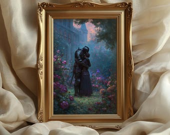 Knight and Maiden Art Print: Romantic Medieval Fantasy Wall Art