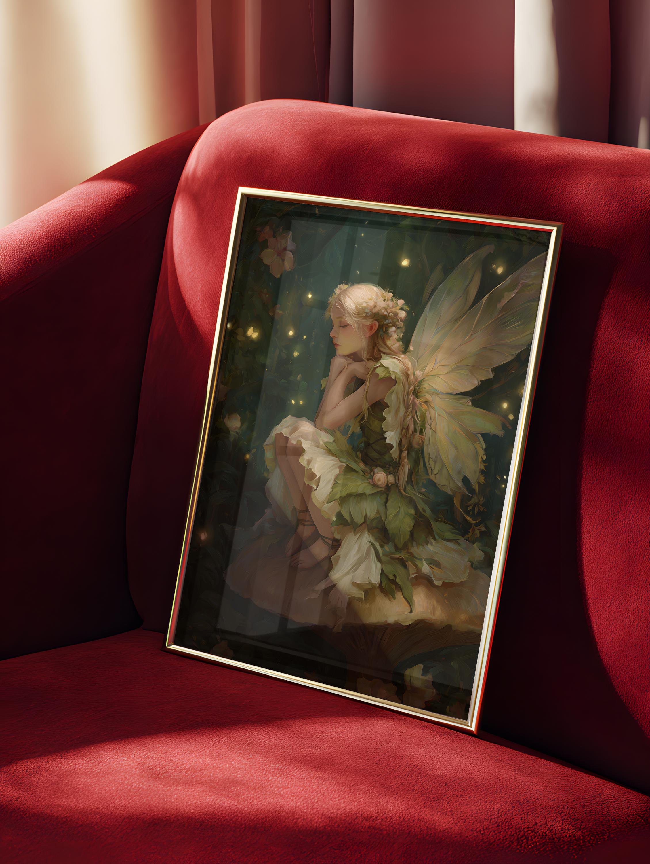 Fairy Sitting on a Mushroom Art Print: Enchanted Forest - Etsy
