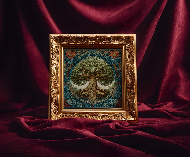 Tree of Life art print: Yggdrasil Nordic Mythology (square format) image 2