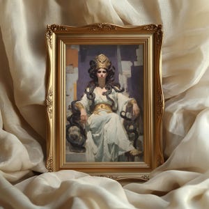 Medusa poster greek mythology art fantasy wall decor goddess painting dark feminine occult serpent queen gothic artwork