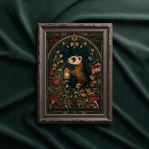Medieval Ferret Art Print: Enchanted Woodland decor image 3