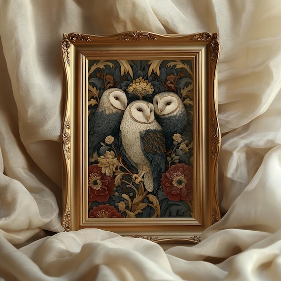 Owl Wall Art William Morris: Medieval tapestry Dark Academia