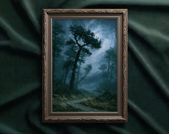 Moody Stormy Forest Poster: Dark Fantasy Woods decor