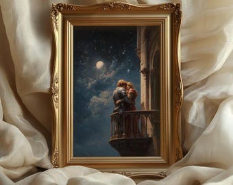 Romantic Knight and Princess Poster – Medieval Romance Wall Art, Fantasy Couple Print