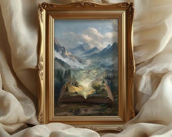 Enchanted Medieval Castle Poster: Surreal Fantasy Landscape Wall Art