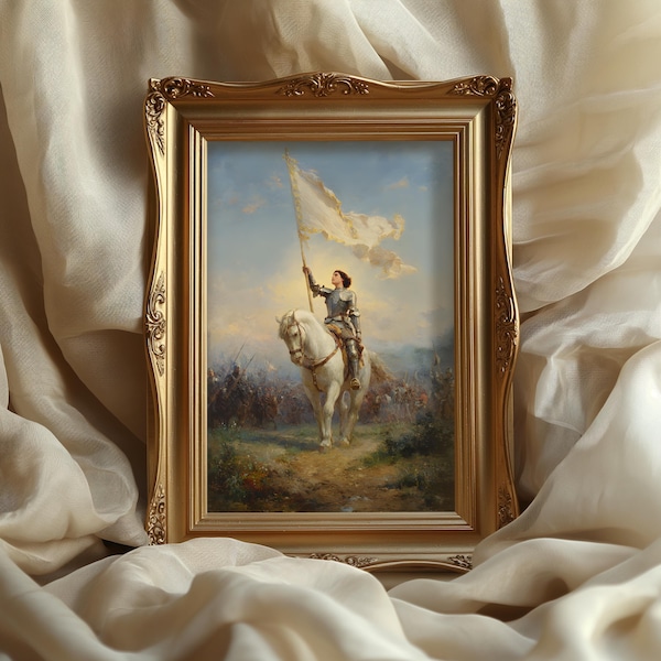 Joan of Arc oil painting: Medieval Knight Woman Wall Decor, Religious art