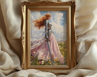 Lady Knight Art Print: Medieval Fantasy, Gothic Romance