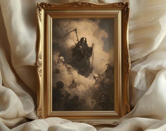 Poster Sensenmann: Gothic Skelett Illustration, makaber okkultes Dekor