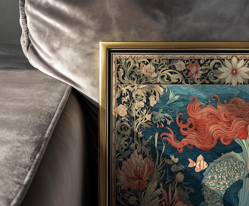Meerjungfrau Kunstdruck: Vintage Jugendstil (quadratisch Format) Bild 7