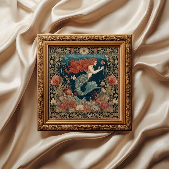 Little Mermaid art print: Vintage Art Nouveau (square format)