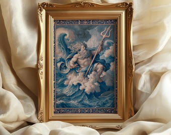 Poseidon Mythology Tapestry art print: Greek God of the Sea decor