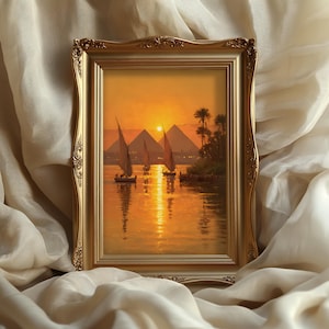 Ägypten Pyramide Poster, Wüste Poster, Nil Gemälde, Ägypten Pyramide, exotische Landschaft, Kleopatra Druck, orientalische Kunst
