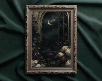 Botanical Gothic Window art print: Dark Romantic decor