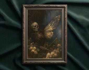 Skeleton Fairy Poster: Gothic Wall Art and Dark Academia Decor