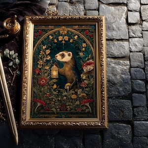 Medieval Ferret Art Print: Enchanted Woodland decor image 7