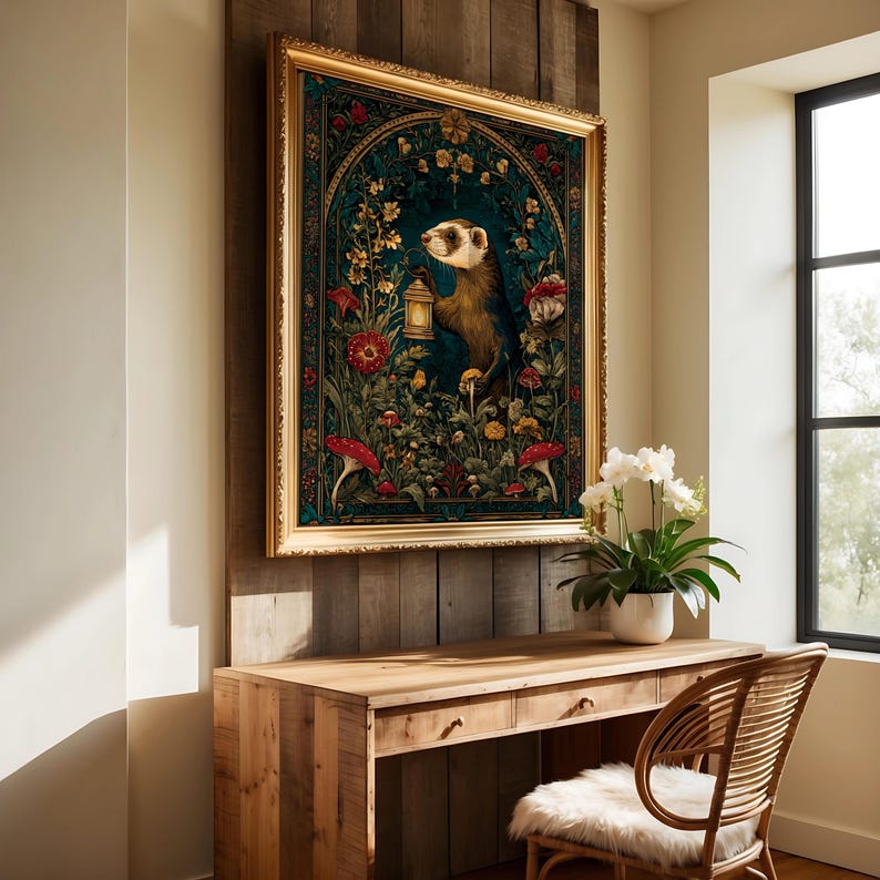 Medieval Ferret Art Print: Enchanted Woodland decor image 2