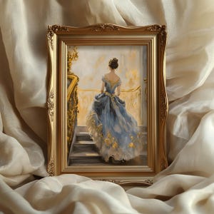 Dipinto di Cenerentola: arte di una principessa delle fiabe, illustrazione romantica d'epoca, opera d'arte fantasy classica