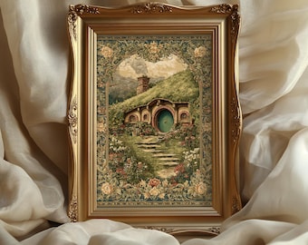 The Shire Art Print: Cosy Earth House Fantasy Cottage