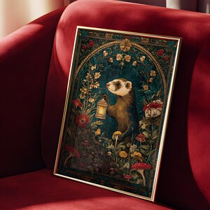 Medieval Ferret Art Print: Enchanted Woodland decor image 6