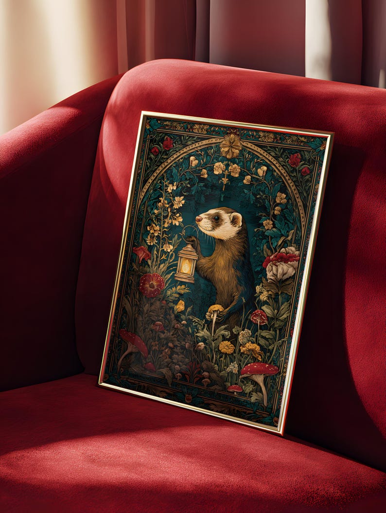 Medieval Ferret Art Print: Enchanted Woodland decor image 6