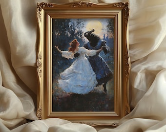 Beauty and the Beast painting: Romantic Fantasy Print