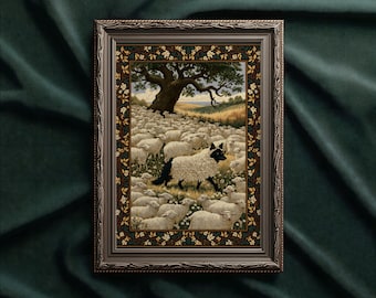 Wolf in Sheep’s Clothing art print: Medieval Folk Art Wall decor