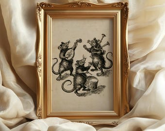 Rats Musicians art print: Funny Tavern Fantasy Decor