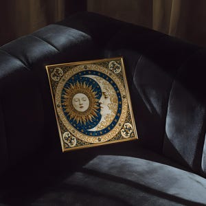 Sun and Moon Celestial Tapestry art print: Medieval Astrology decor image 9