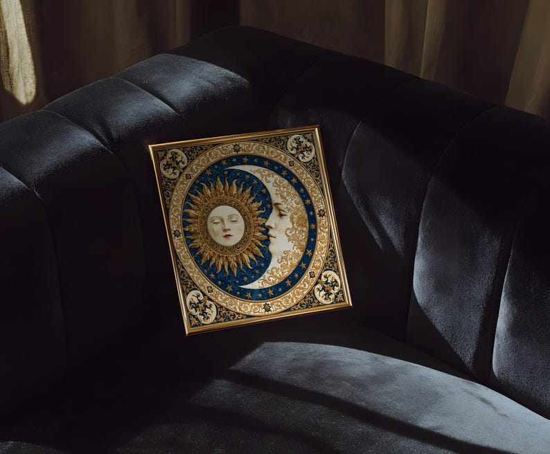 Sun and Moon Celestial Tapestry art print: Medieval Astrology decor image 9