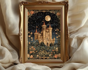Medieval castle art print:  Enchanted Night Tapestry