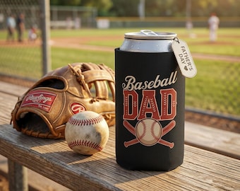 Personalizable Baseball Dad Can Cooler, Father's Day Gift for Baseball Dad, Beer Koozie, Sports Dad Gift, Baseball Lover Present