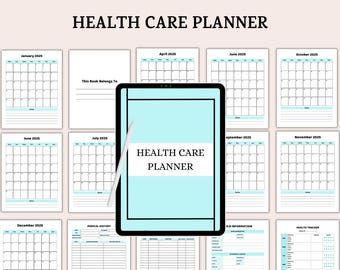 Printable Health Care Planner, Wellness Tracker, Medical Organizer (PDF)