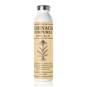 Vintage Echinacea Slim Water Bottle, Botanical Floral Stainless Steel Bottle, Herbal Plant Lover Gift, Eco-Friendly Drinkware