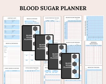 Printable Blood Sugar Log, Glucose Tracker, Diabetes Planner (PDF)