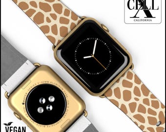 Giraffe Print Apple Watch Band: Faux Leather Strap