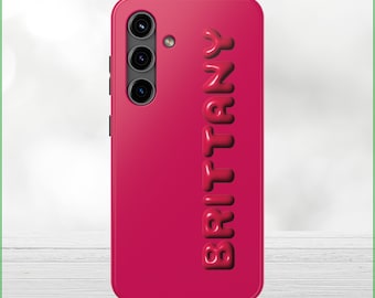 Coque de portable résistante Samsung Galaxy S24 avec nom personnalisé : cadeau monogramme personnalisé