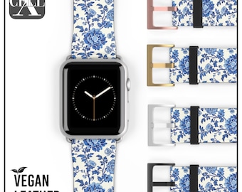 Blue Floral Toile Apple Watch Band: Chinoiserie Chic, Unisex