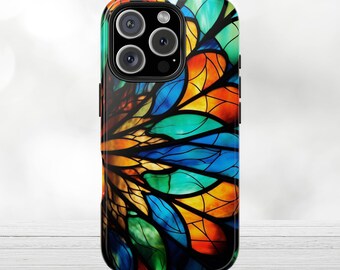 Stained Glass Floral Phone Case: Romantic Wildflower Design, Protective Cover