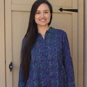 Ayurvastram - Madhuri Block Print Style Pure Cotton Shirt Tunic