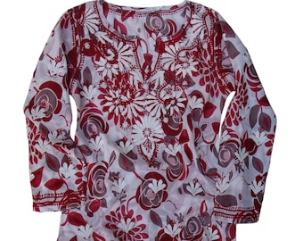 Ayurvastram AMAL Pure Cotton, Light Weight, Printed, Hand Embroidered Tunic Top Kurti