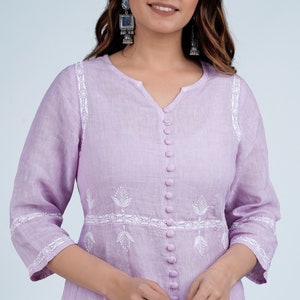 Ayurvastram LALITA Linen-Cotton Hand Embroidered Tunic Kurti: Made to Order/Customizable