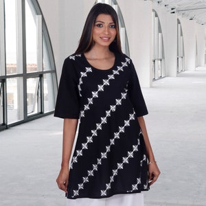 Ayurvastram - BHAMA Pure Cotton Hand Embroidered Tunic Dress Kurta: Made to Order/Customizable
