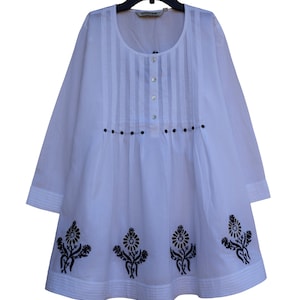 Ayurvastram AHANA Pure Cotton Hans Embroidered Tunic Top Kurti