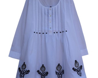 Ayurvastram AHANA Pure Cotton Hans Embroidered Tunic Top Kurti