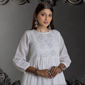 BHAVYA Cotton Hand Embroidered Long Dress, Kurta: Made to Order