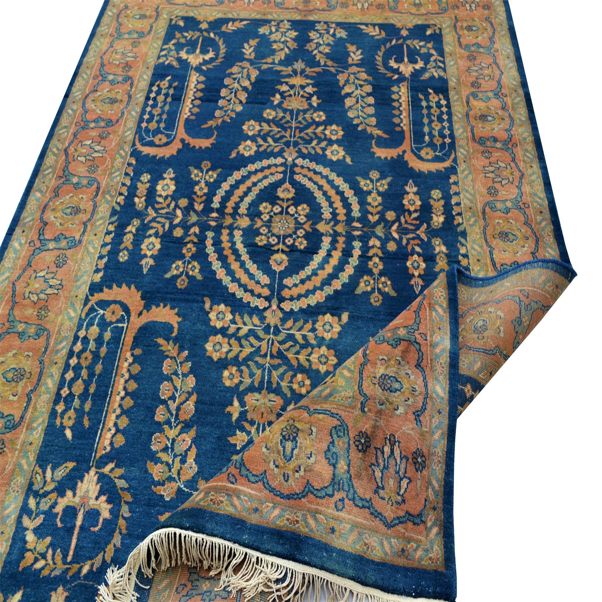 手織りウールラグ - アンタルヤ 202 - ブルー ラスト - 167 x 233 cm