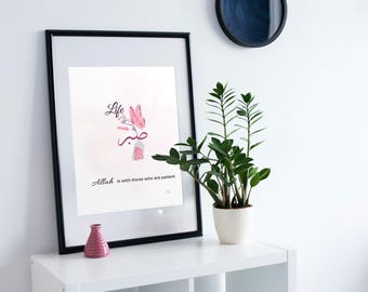 Digital Islamic Print - Life needs Sabr - Patience Quote Poster - Arabic English - Instant Download