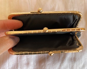 Leather black coin purse 2 snap + 2 zippered pockets change purse leather coin bag leather coin pouch leather coin holder